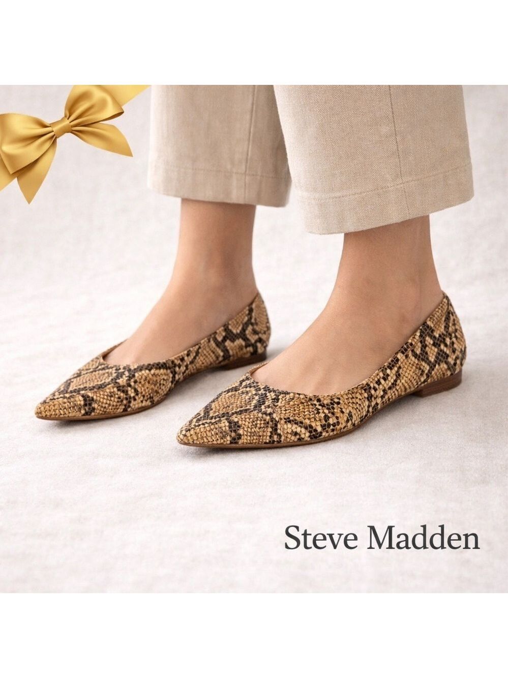 Steve Madden Snake Print Loafers Studs Brown/Tan Size 7.5